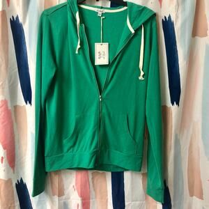 Cole Daniel Green and Cream Zip Front Hoodie Jacket Size XL